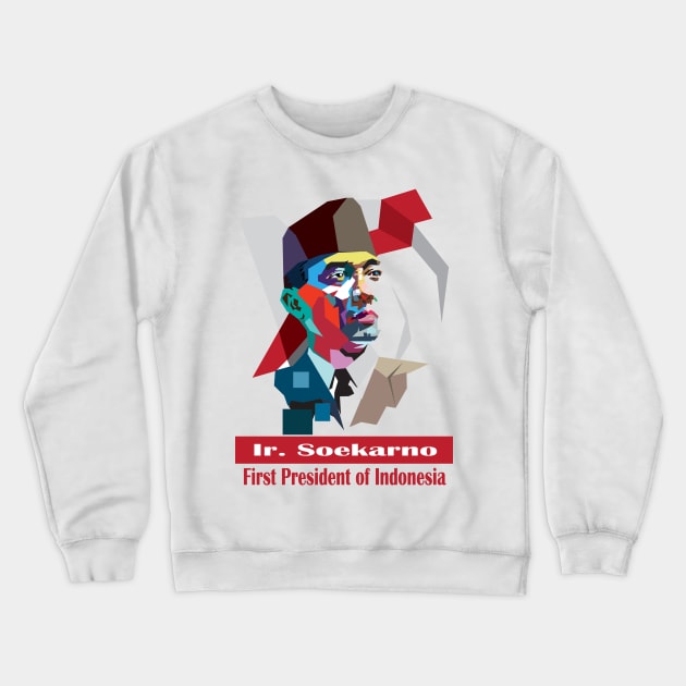 First President of Indonesia Crewneck Sweatshirt by arashbeathew